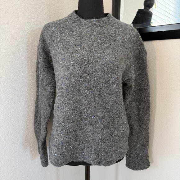 EVERLANE Confetti Crew Charcoal Gray Merino Wool Sweater Medium - Picture 3 of 15